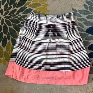 Pink blue and white striped a-line skirt